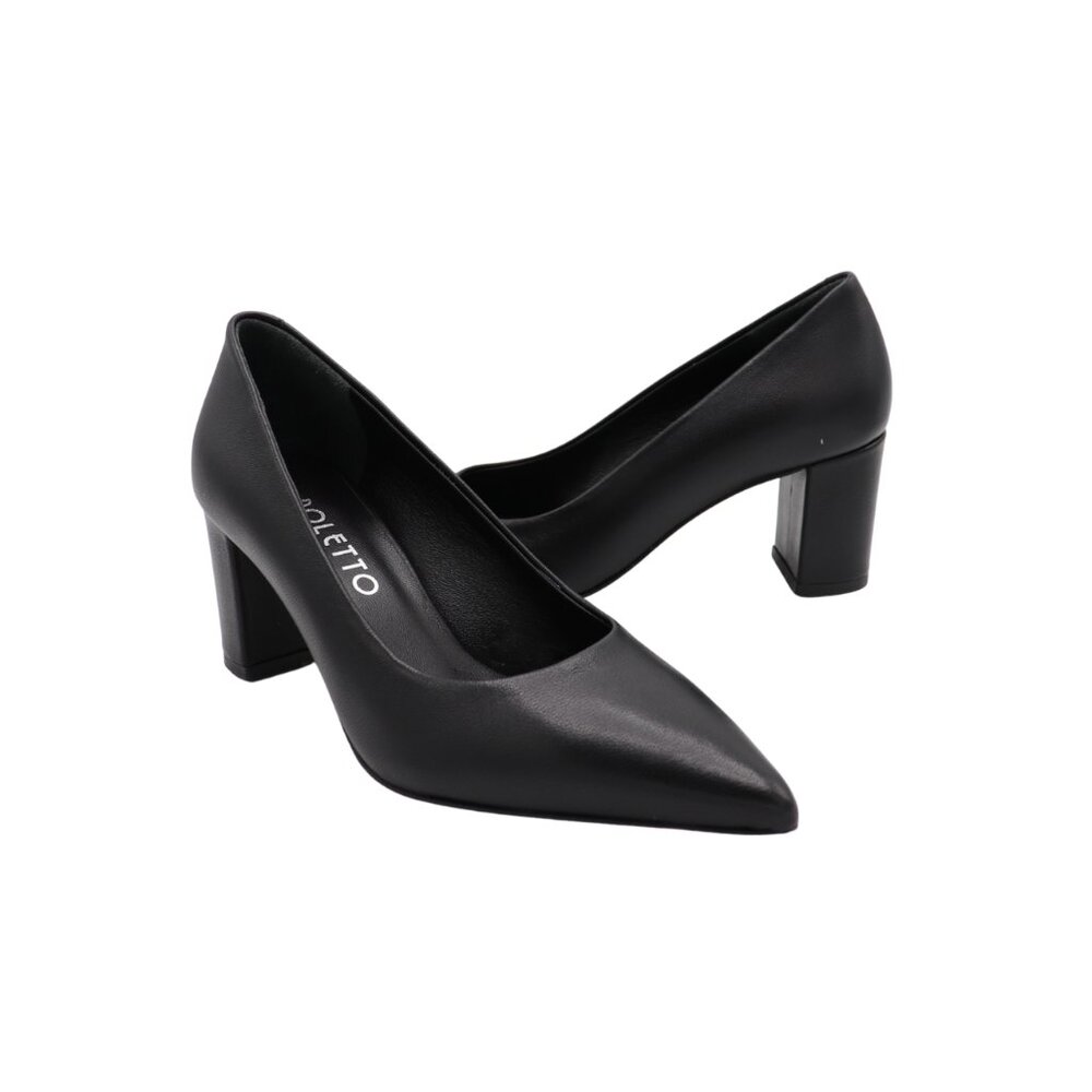 Poletto Pointed toe block heel leather pumps